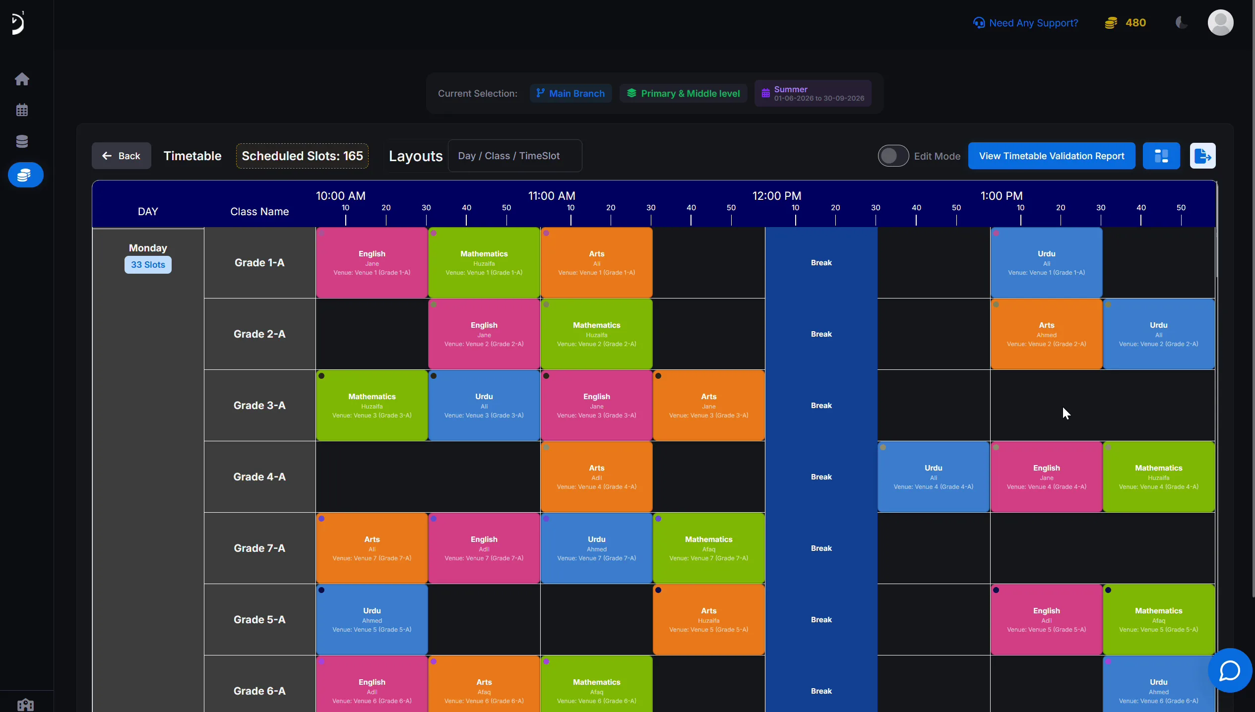 Da1 Timetable: 08